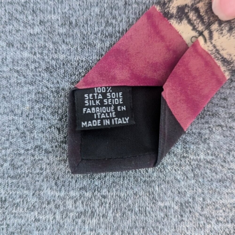 Vintage Hugo Boss Silk Tie, Green/Beige/Black/Green Watercolour Pattern, 57.25" - Picture 4 of 4